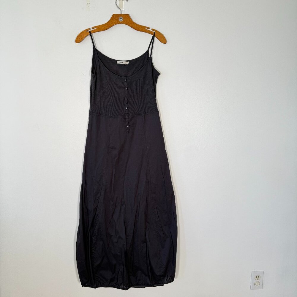 Sandwich 100% Cotton Mix Media Maxi Dress Charcoal Barrel Skirt M